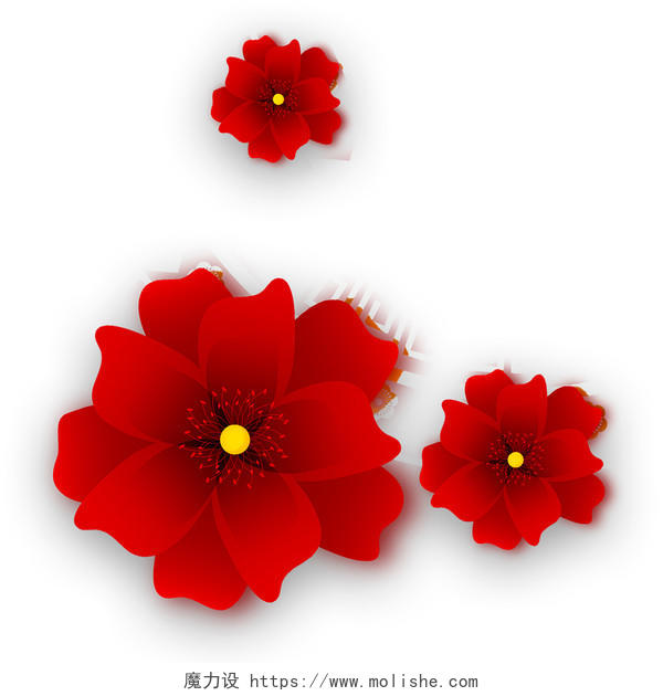 立体花朵红色创意剪纸花朵花瓣新年素材